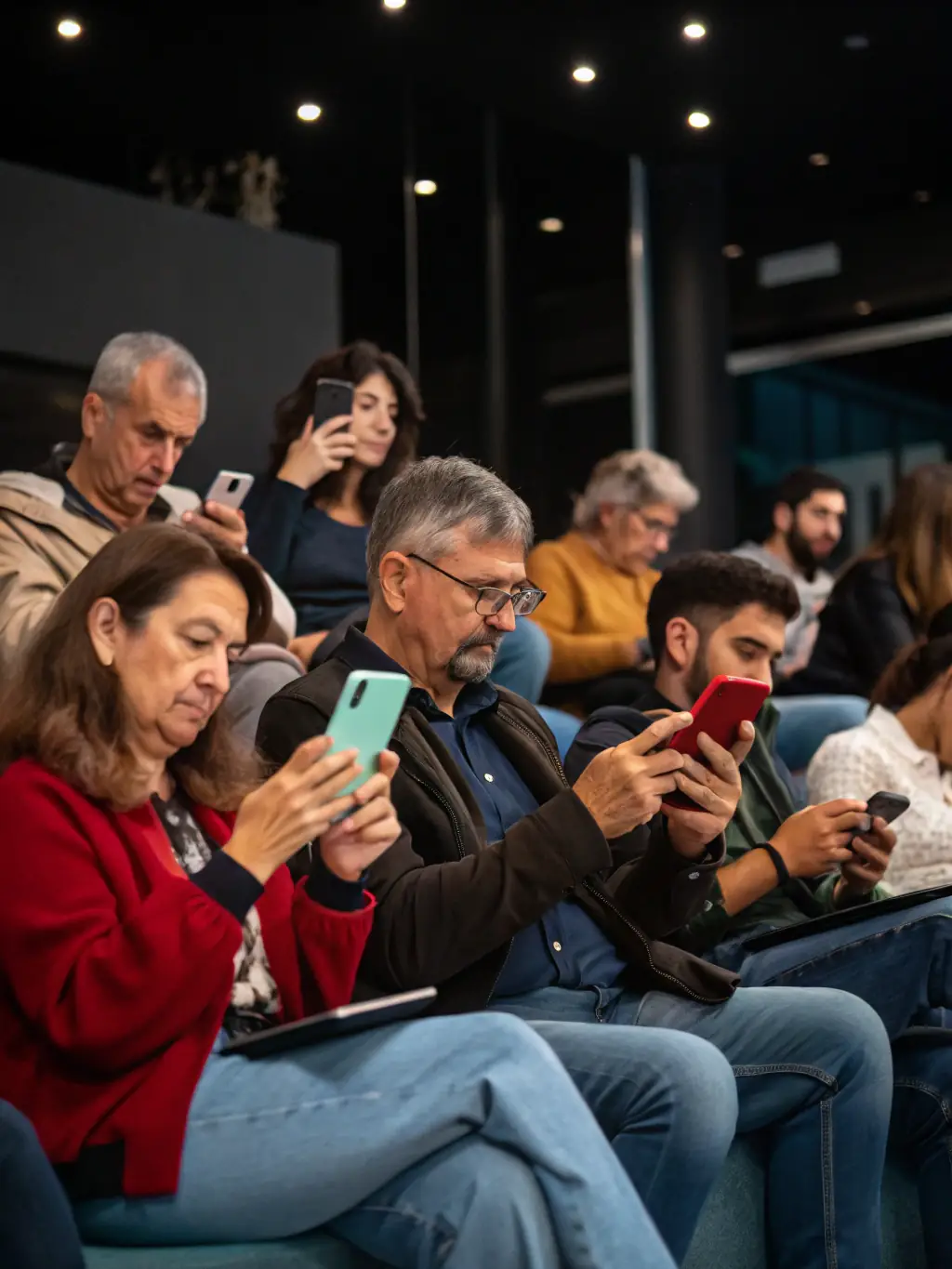A diverse group of individuals participating in an advisory poll, representing the community's voice in RFUBI's governance.