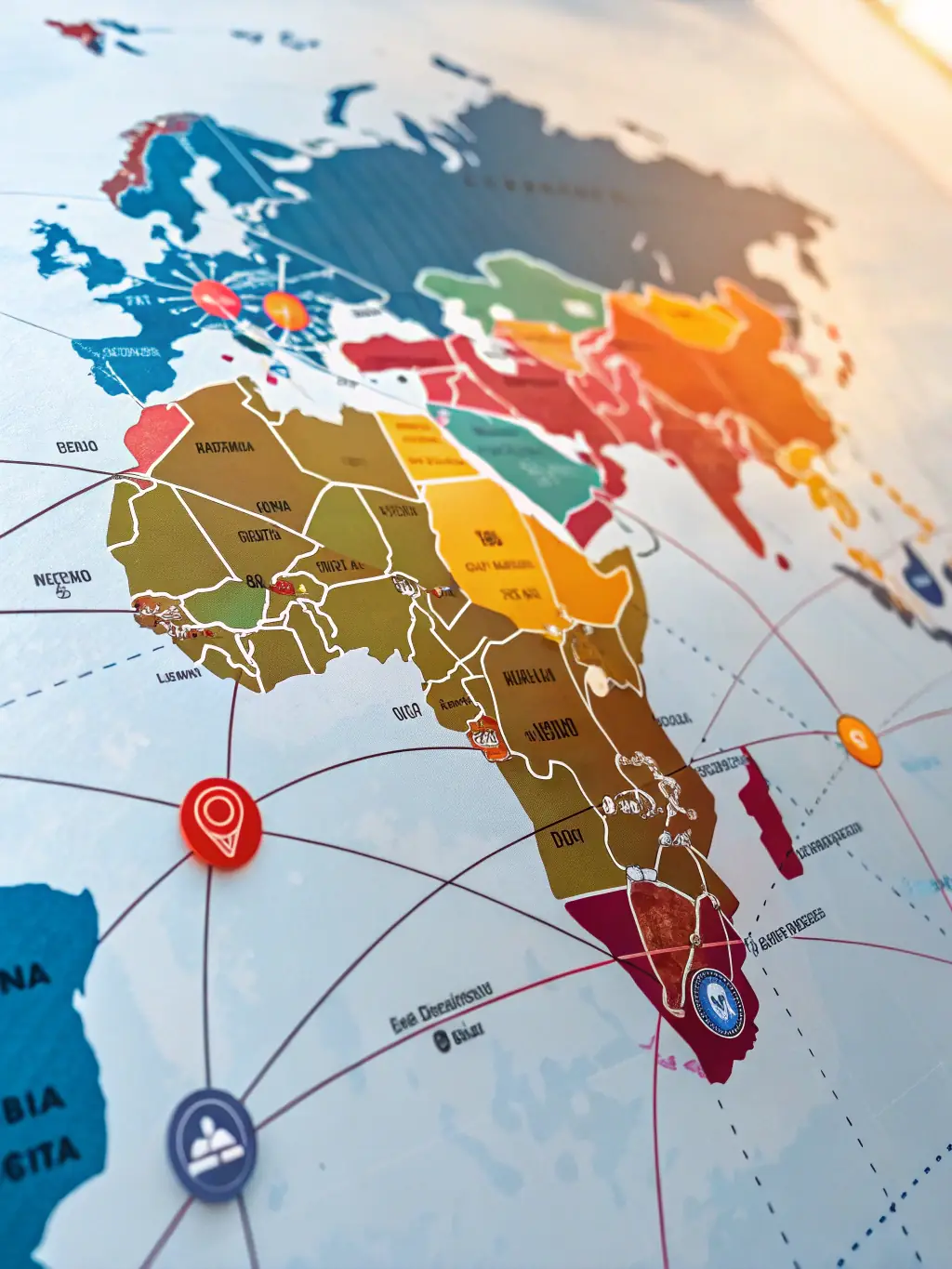 A world map with interconnected nodes representing the borderless nature of private UBI distribution.